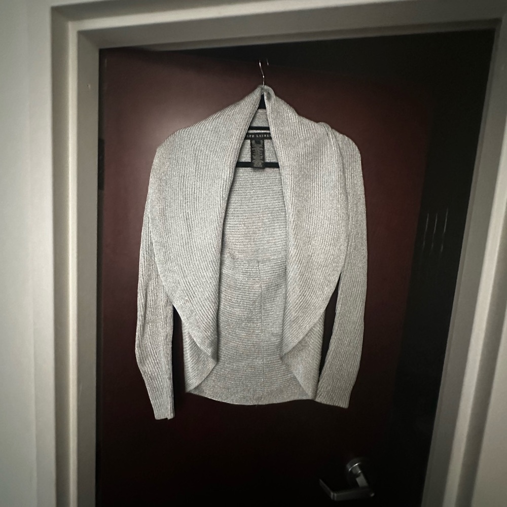 Ralph Lauren Black Label Silver Chrome Knit Circle Sweater Cardigan